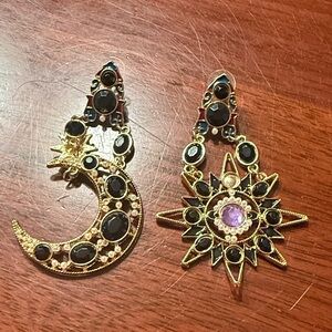 Gold and Black Celestial Earrings